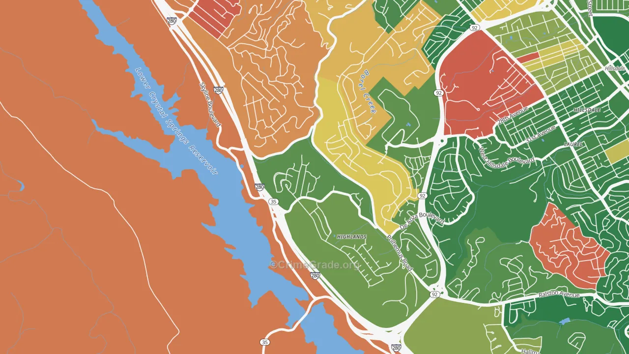 Highlands-Baywood Park, CA Map of Burglary Rates