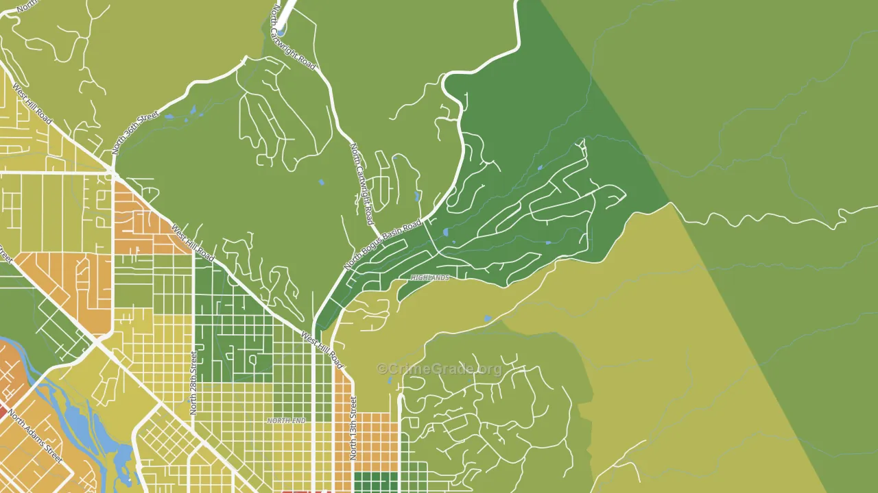 Highlands, Boise, ID Map of Burglary Rates