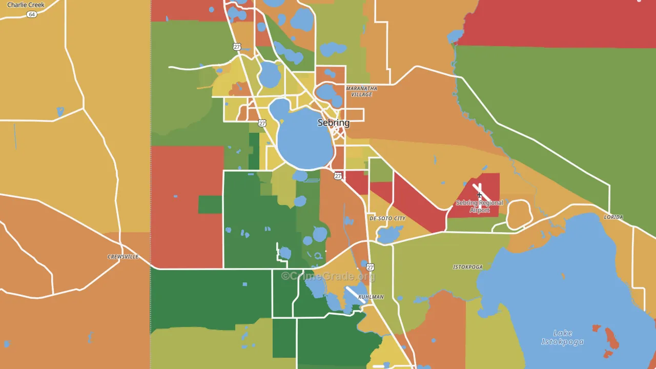 Highlands County, FL Map of Burglary Rates