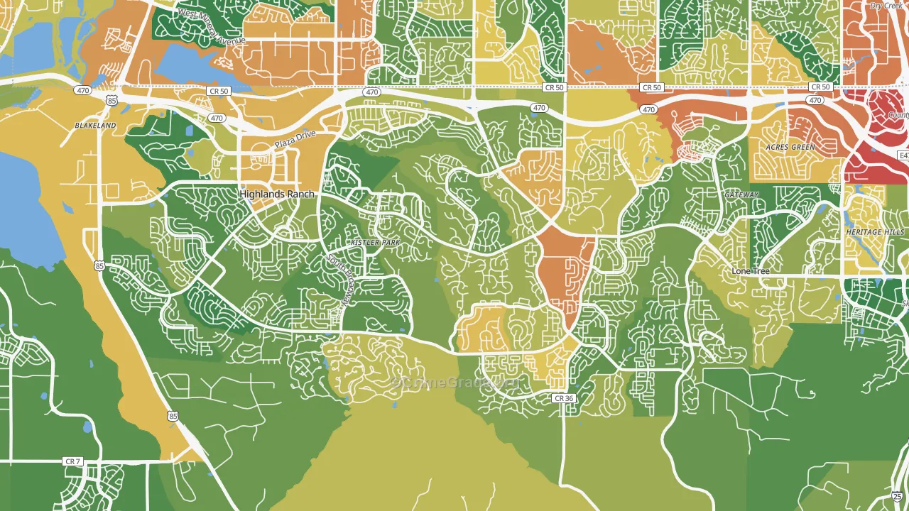 Highlands Ranch, CO Map of Burglary Rates