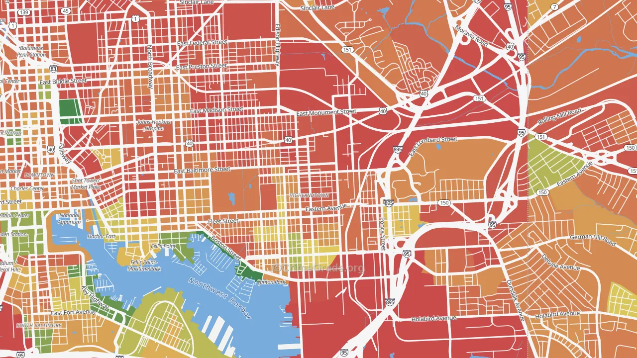 Highlandtown, Baltimore, MD Map of Burglary Rates