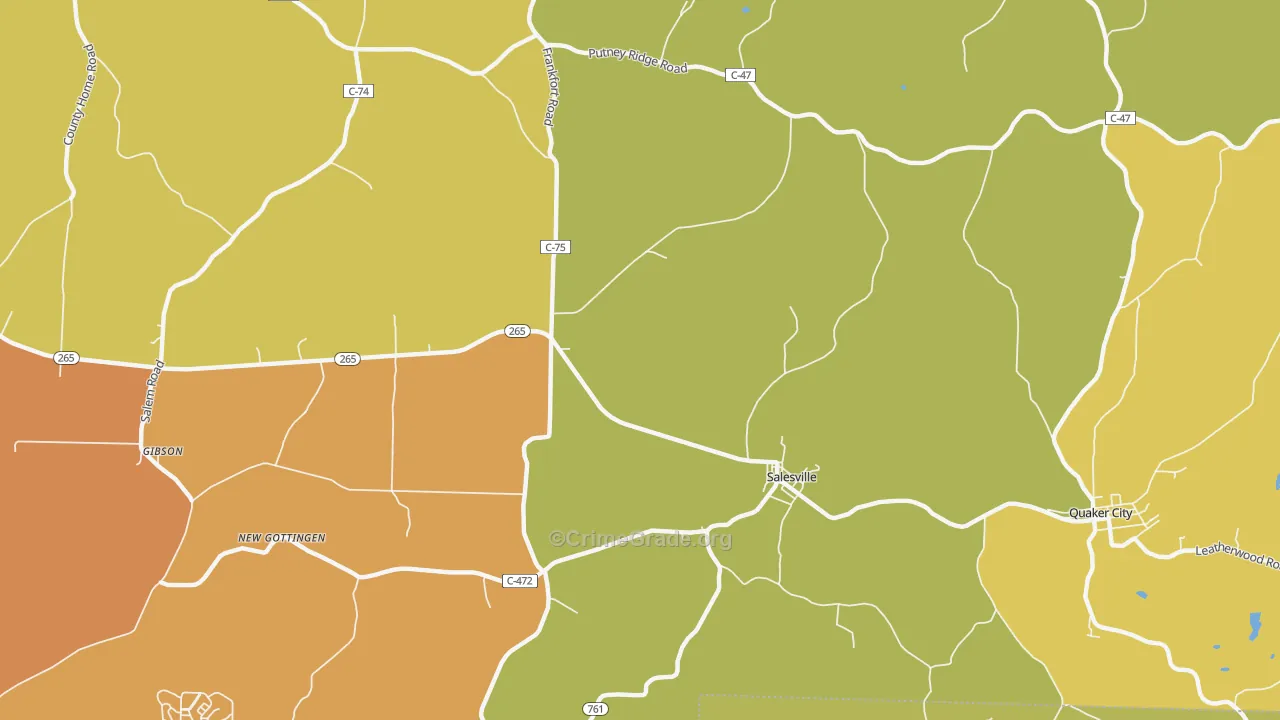 Highlandtown, OH Map of Burglary Rates