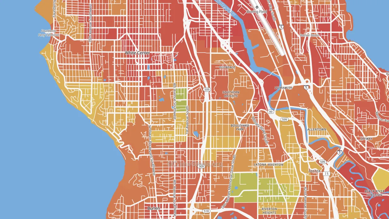 Highline, Seattle, WA Map of Burglary Rates