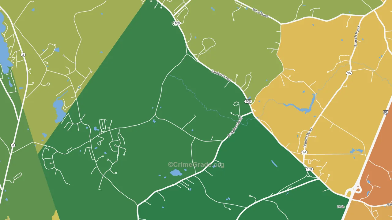 Highpine, ME Map of Burglary Rates