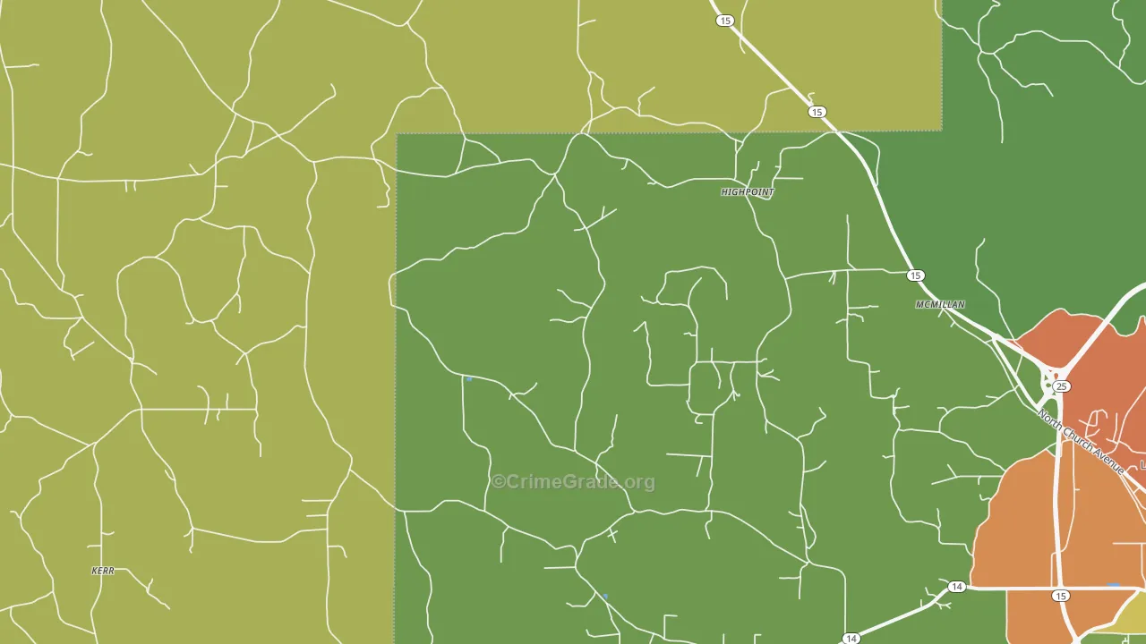 Highpoint, MS Map of Burglary Rates
