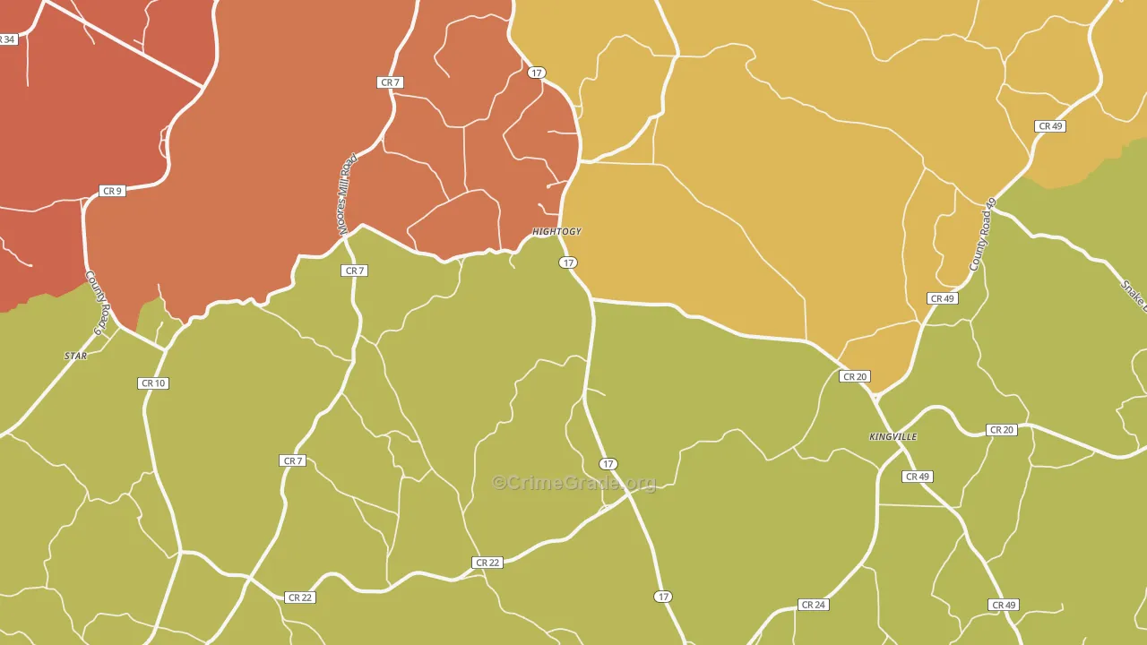 Hightogy, AL Map of Burglary Rates