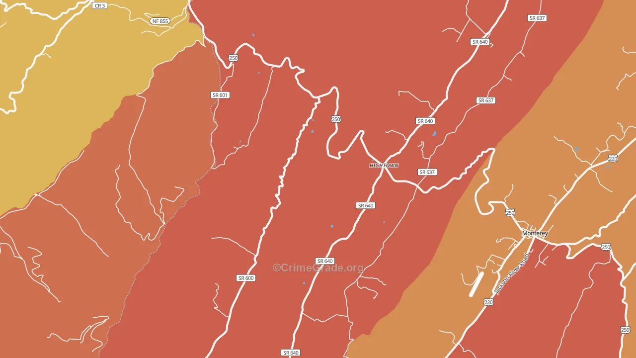 Hightown, VA Map of Burglary Rates