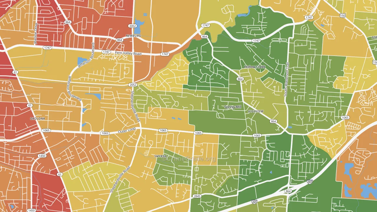 Highview, Louisville, KY Map of Burglary Rates