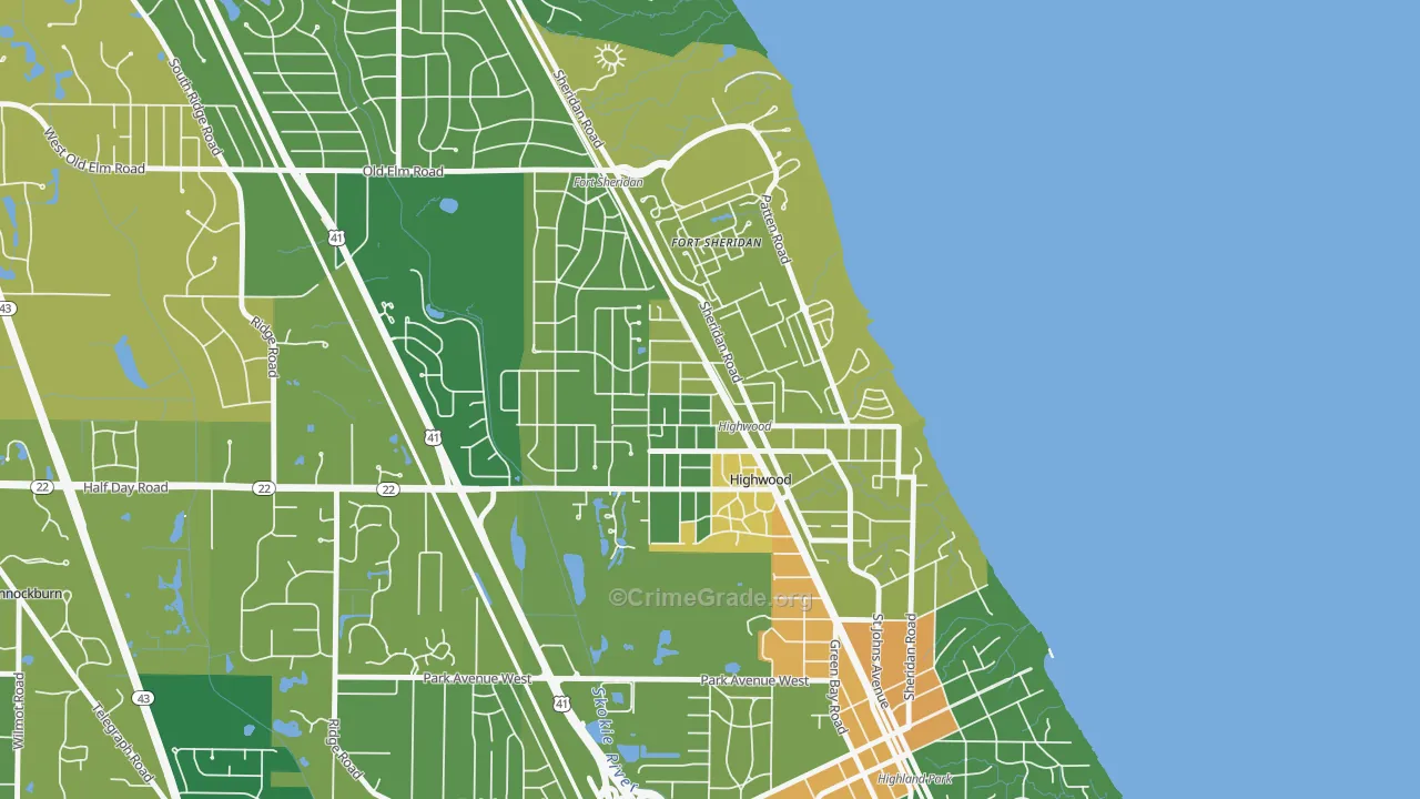 Highwood, IL Map of Burglary Rates