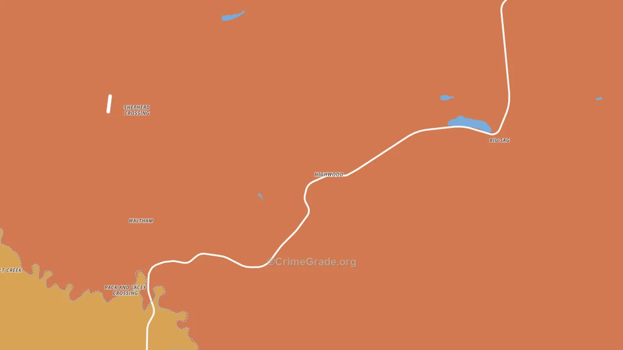 Highwood, MT Map of Burglary Rates