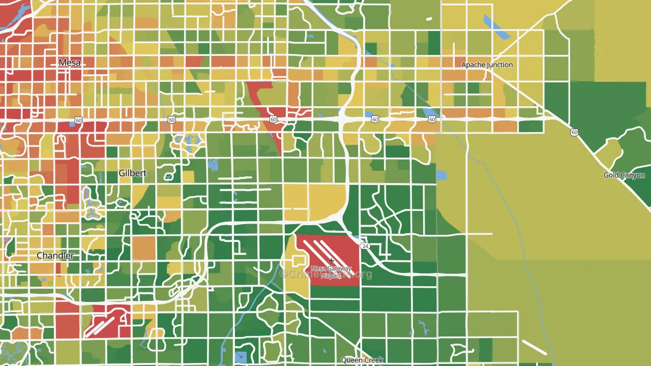 Higley, AZ Map of Burglary Rates