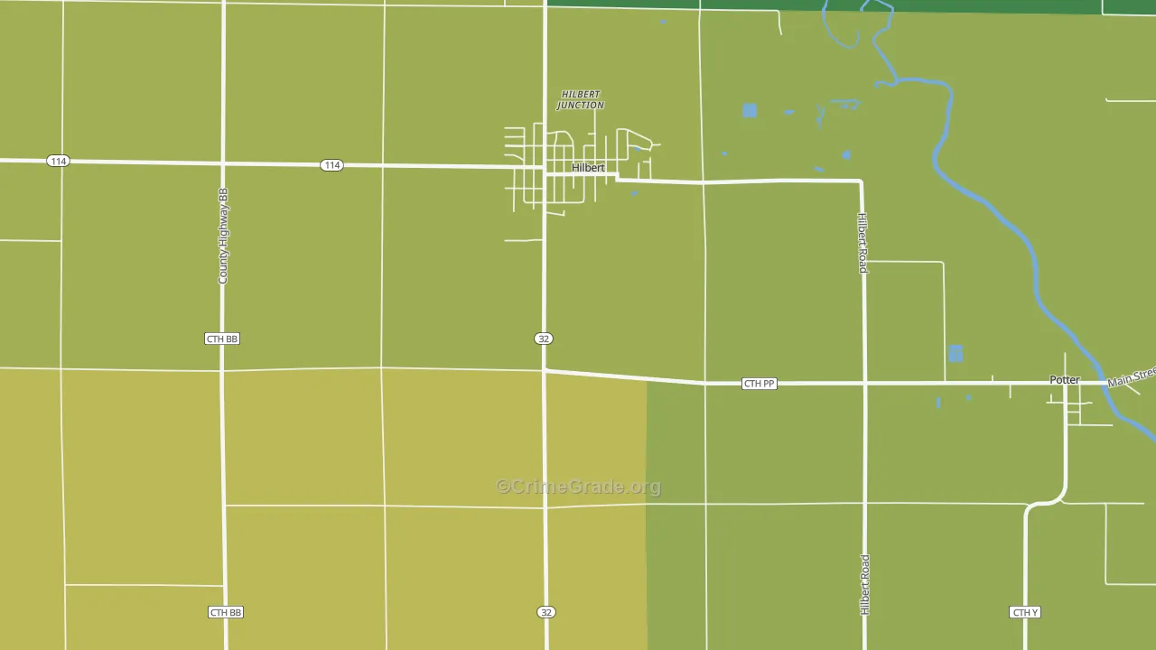 Hilbert Junction, WI Map of Burglary Rates