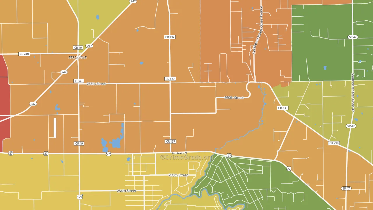 Hildreth, FL Map of Burglary Rates