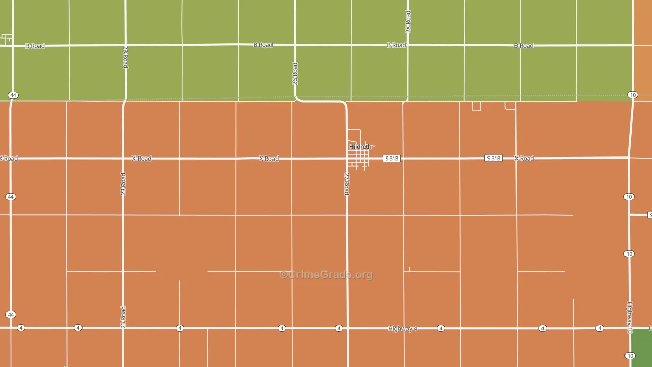 Hildreth, NE Map of Burglary Rates