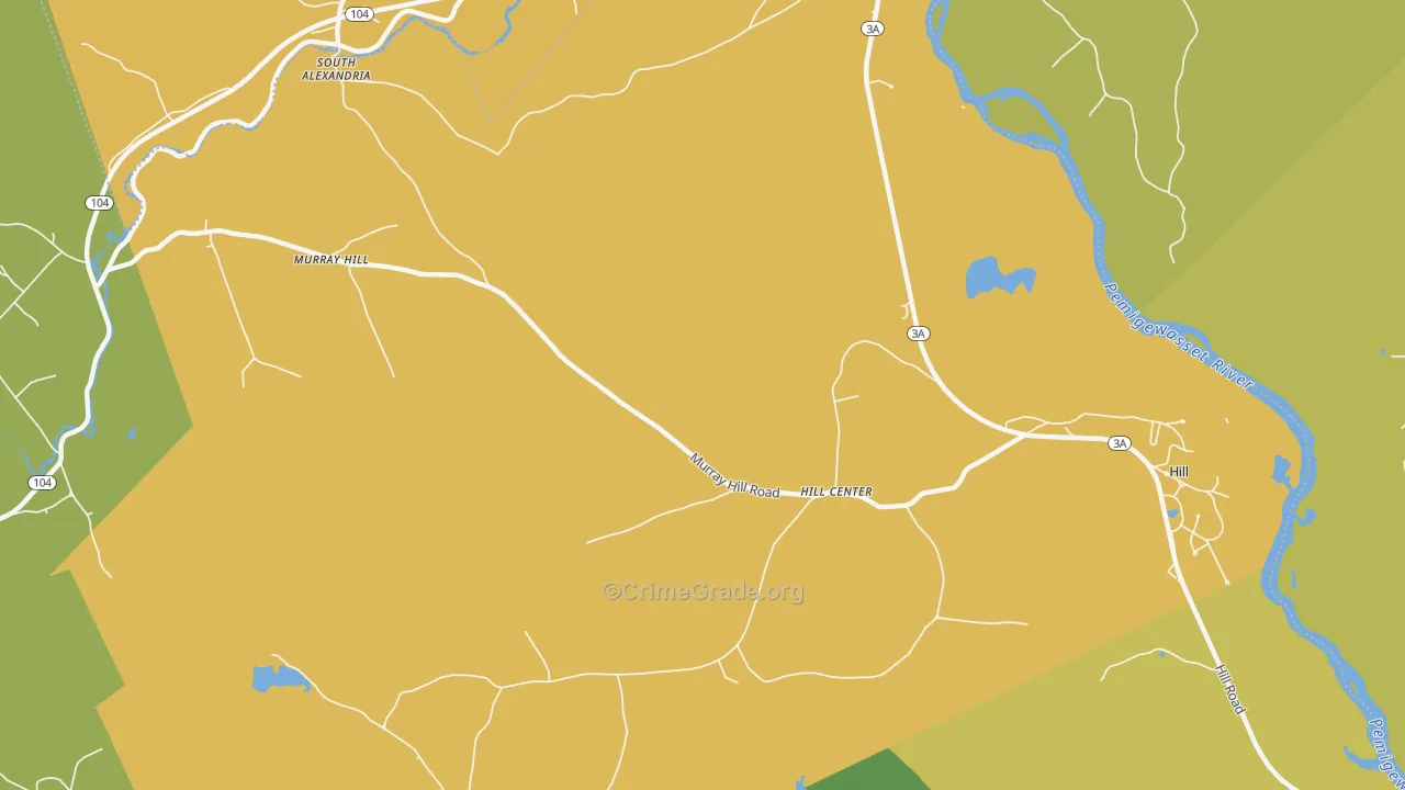 Hill Center, NH Map of Burglary Rates