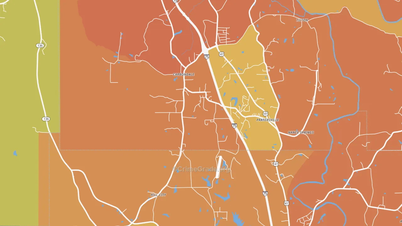 Hill City, GA Map of Burglary Rates