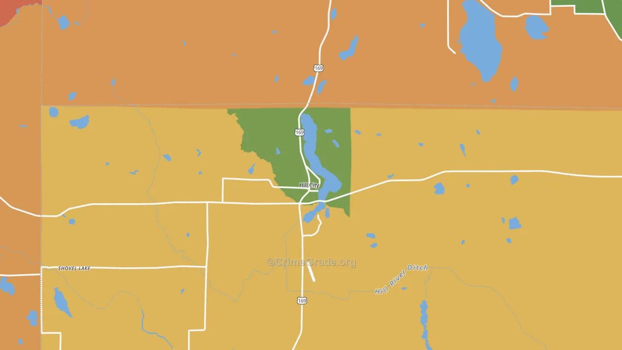 Hill City, MN Map of Burglary Rates
