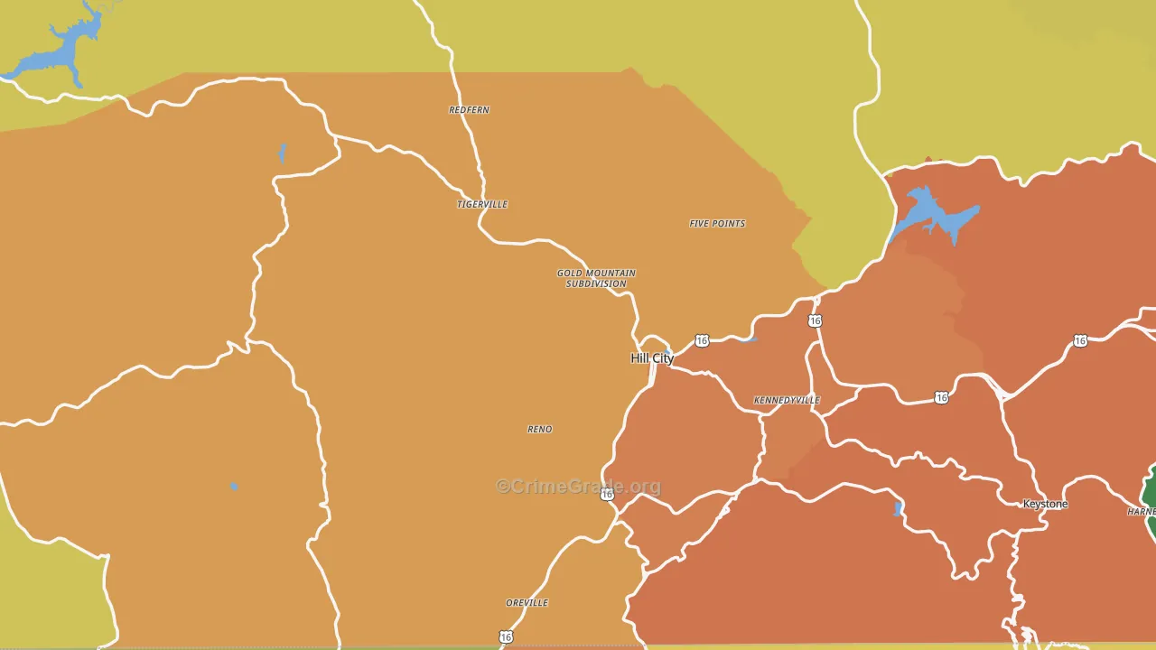 Hill City, SD Map of Burglary Rates