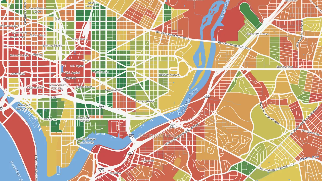 Hill East, Washington, DC Map of Burglary Rates