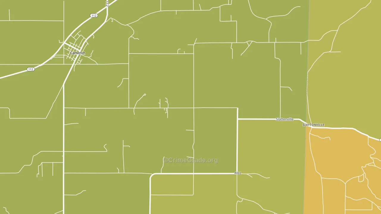 Hill, OK Map of Burglary Rates