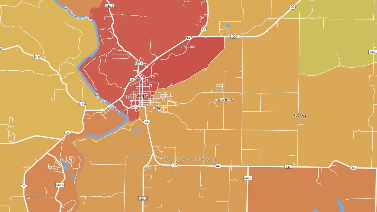 Hill Top, MO Map of Burglary Rates
