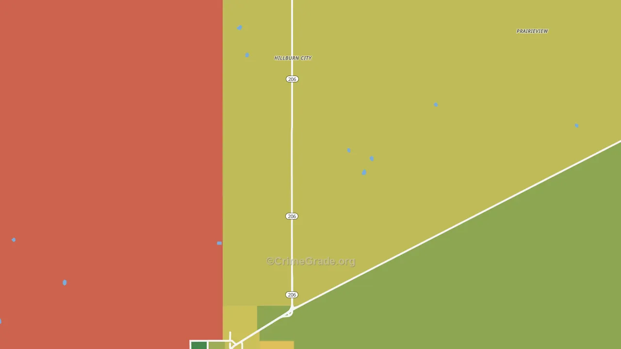 Hillburn City, NM Map of Burglary Rates