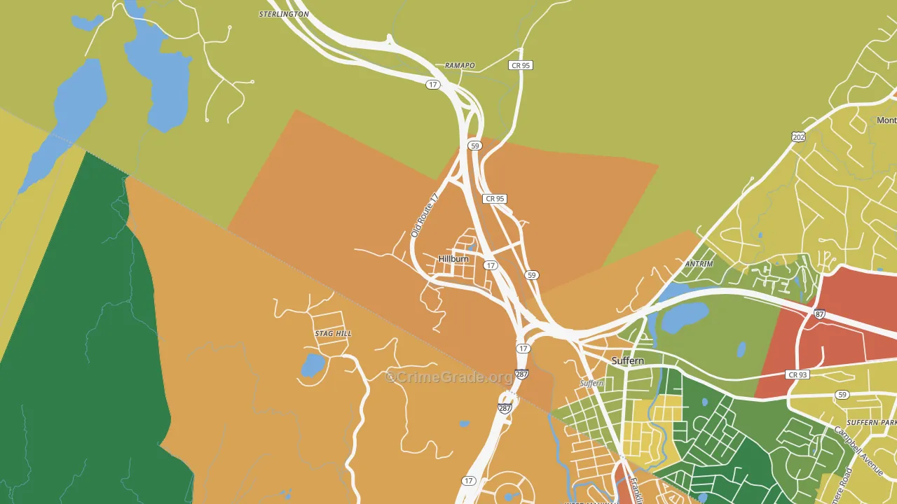 Hillburn, NY Map of Burglary Rates