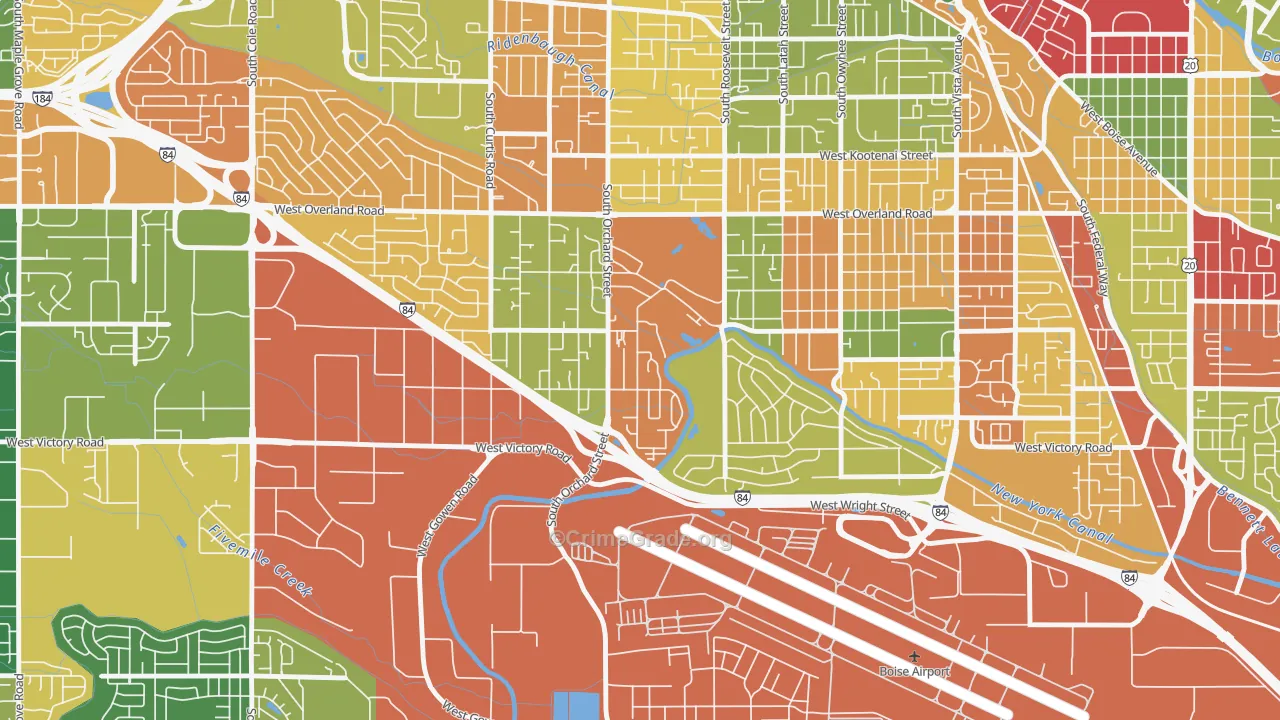 Hillcrest, Boise, ID Map of Burglary Rates