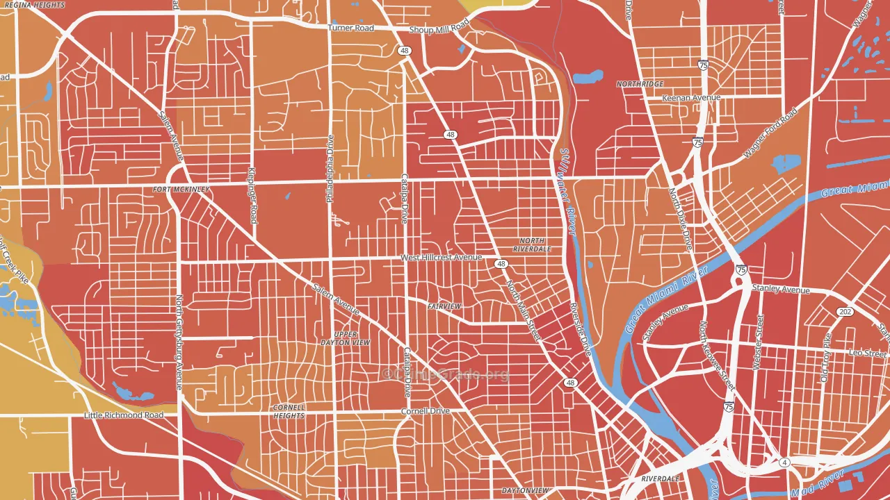 Hillcrest, Dayton, OH Map of Burglary Rates