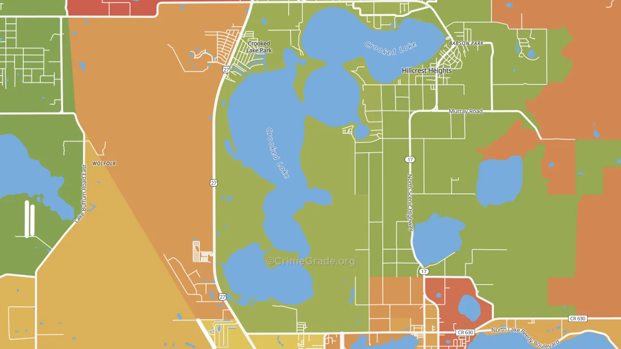 Hillcrest Heights, FL Map of Burglary Rates