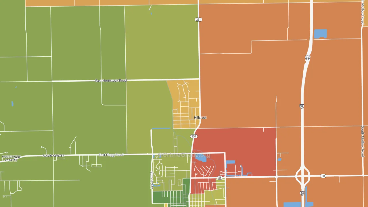Hillcrest, IL Map of Burglary Rates