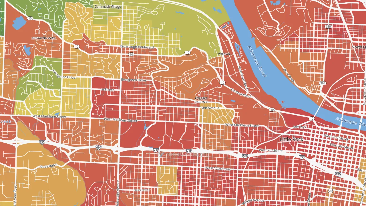 Hillcrest, Little Rock, AR Map of Burglary Rates