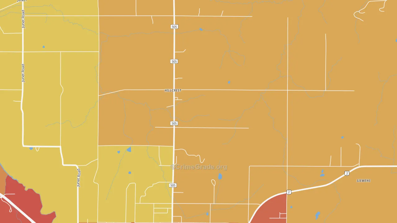Hillcrest, MI Map of Burglary Rates