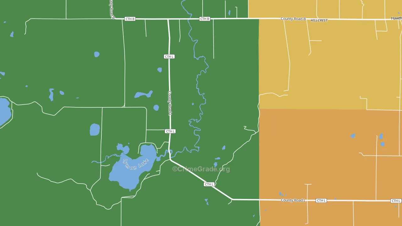 Hillcrest, WI Map of Burglary Rates