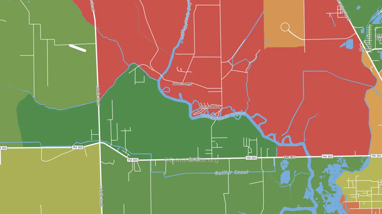 Hillebrandt, TX Map of Burglary Rates