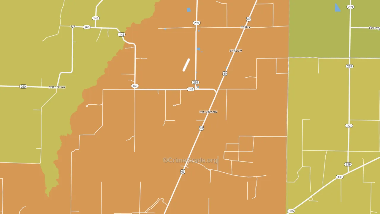Hillemann, AR Map of Burglary Rates
