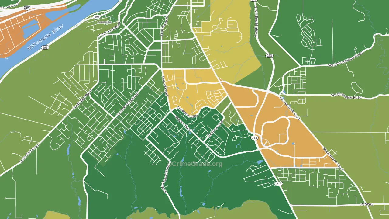 Hillendale, Oregon City, OR Map of Burglary Rates