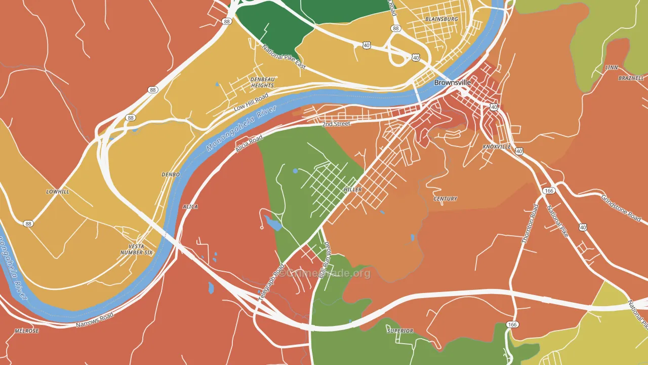 Hiller, PA Map of Burglary Rates