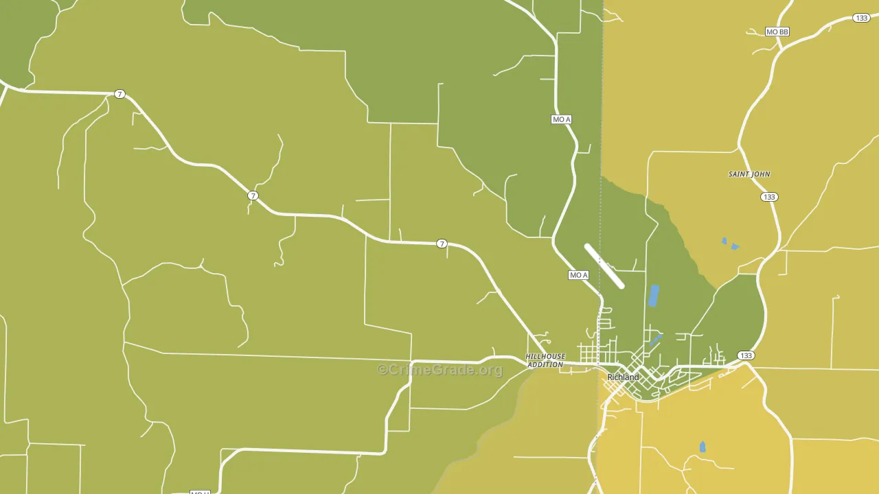 Hillhouse Addition, MO Map of Burglary Rates