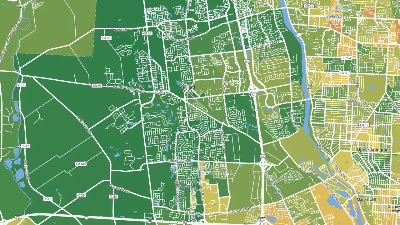 Hilliard, OH Map of Burglary Rates