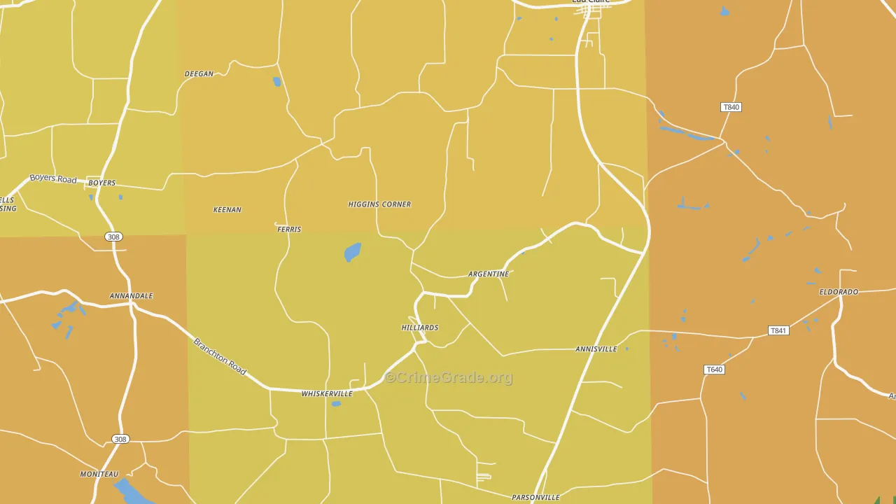 Hilliards, PA Map of Burglary Rates
