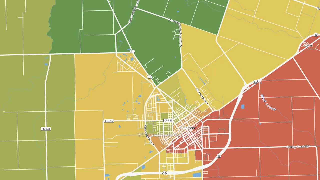 Hillje, TX Map of Burglary Rates