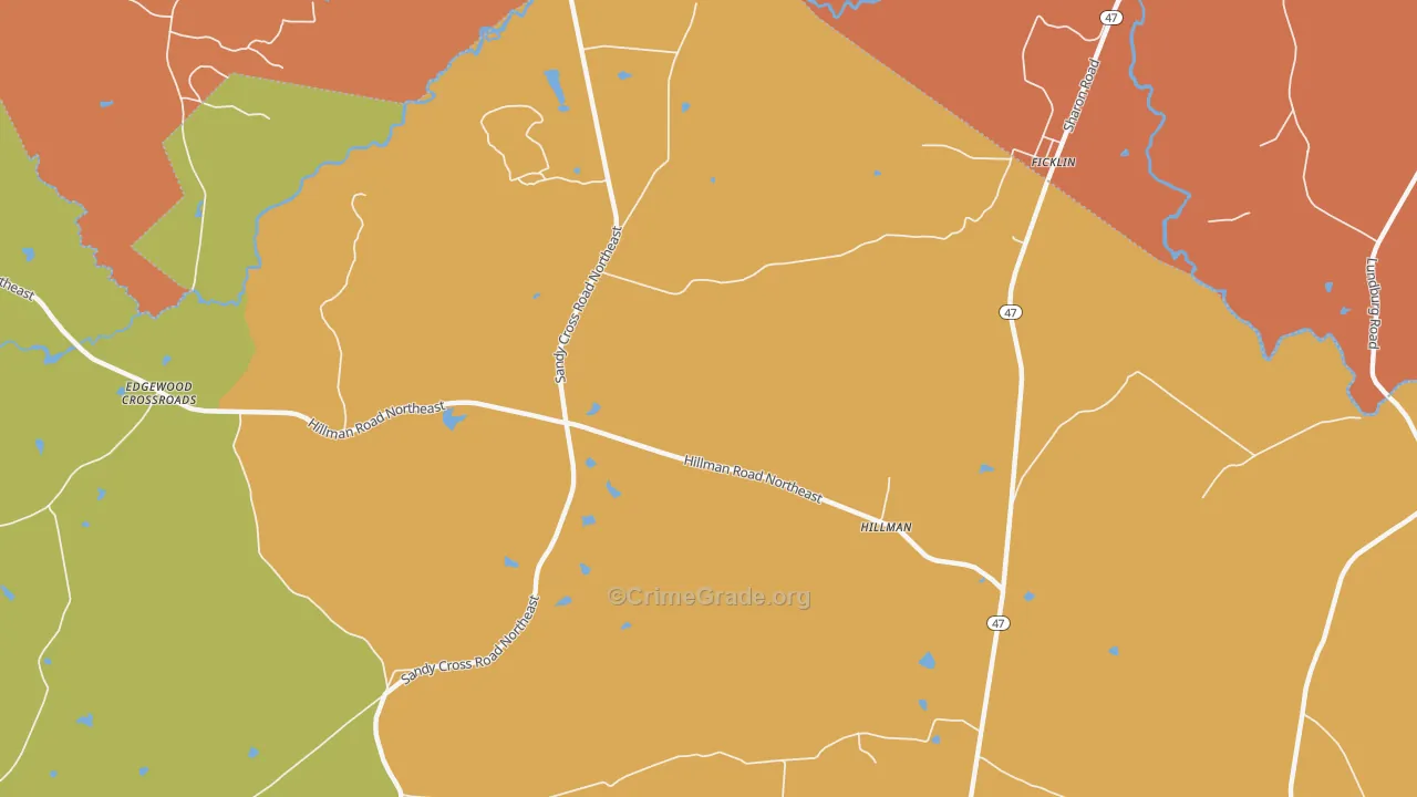 Hillman, GA Map of Burglary Rates