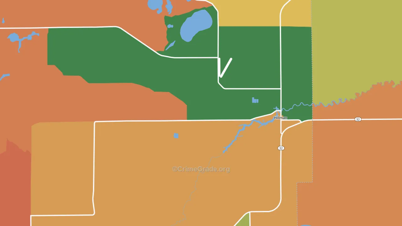 Hillman, MI Map of Burglary Rates
