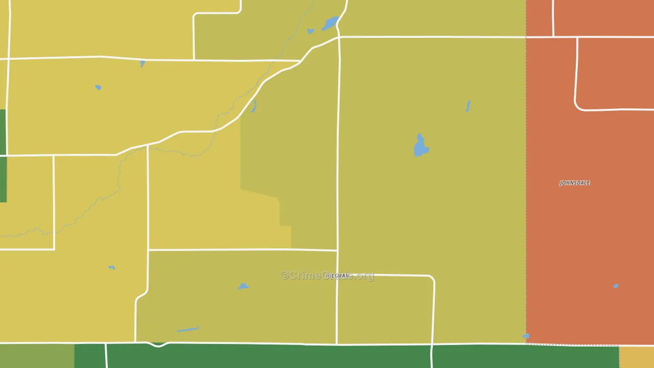 Hillman, MN Map of Burglary Rates