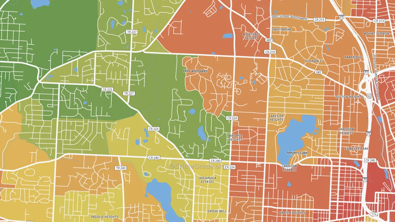 Hills and Dales, OH Map of Burglary Rates
