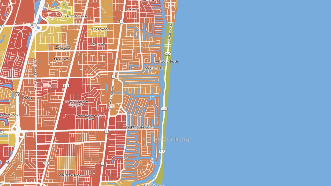 Hillsboro Beach, FL Map of Burglary Rates