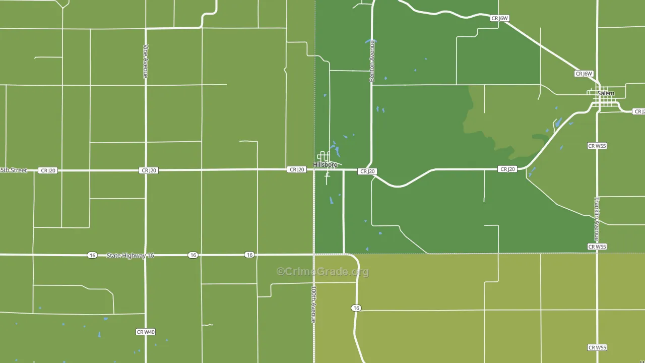 Hillsboro, IA Map of Burglary Rates