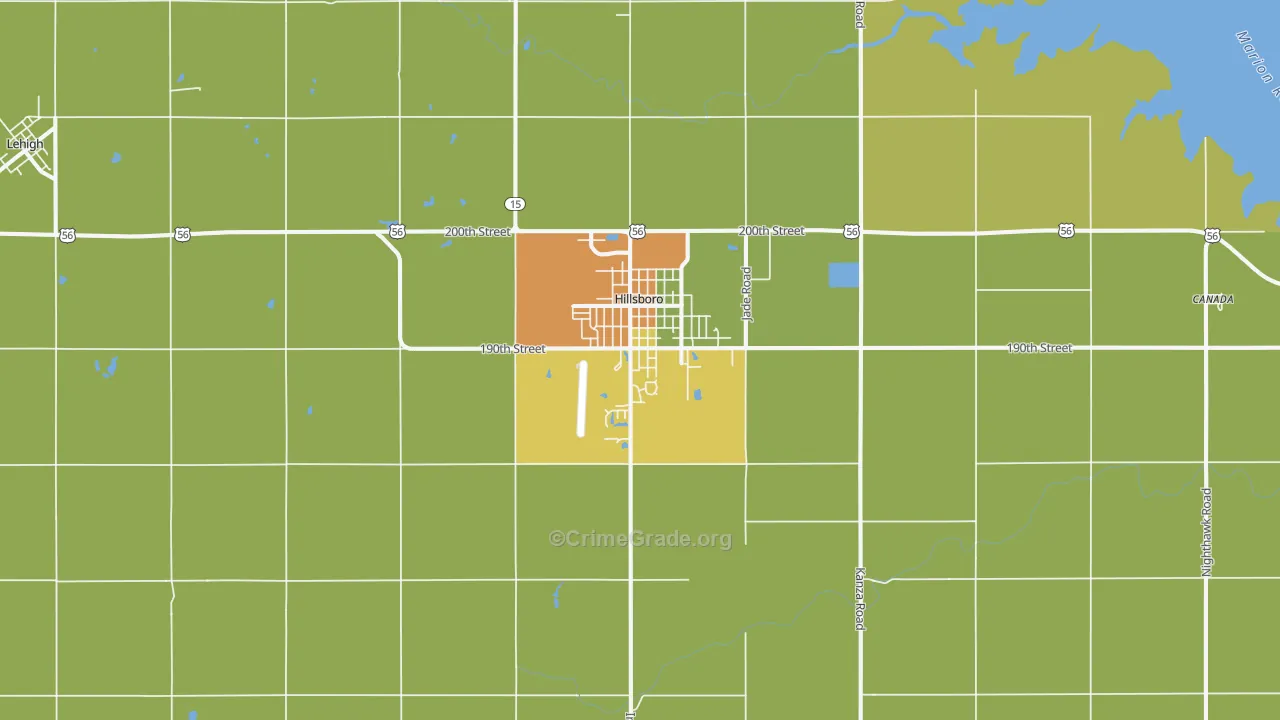 Hillsboro, KS Map of Burglary Rates