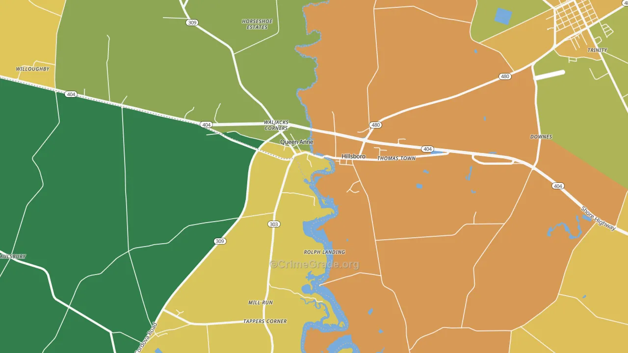 Hillsboro, MD Map of Burglary Rates